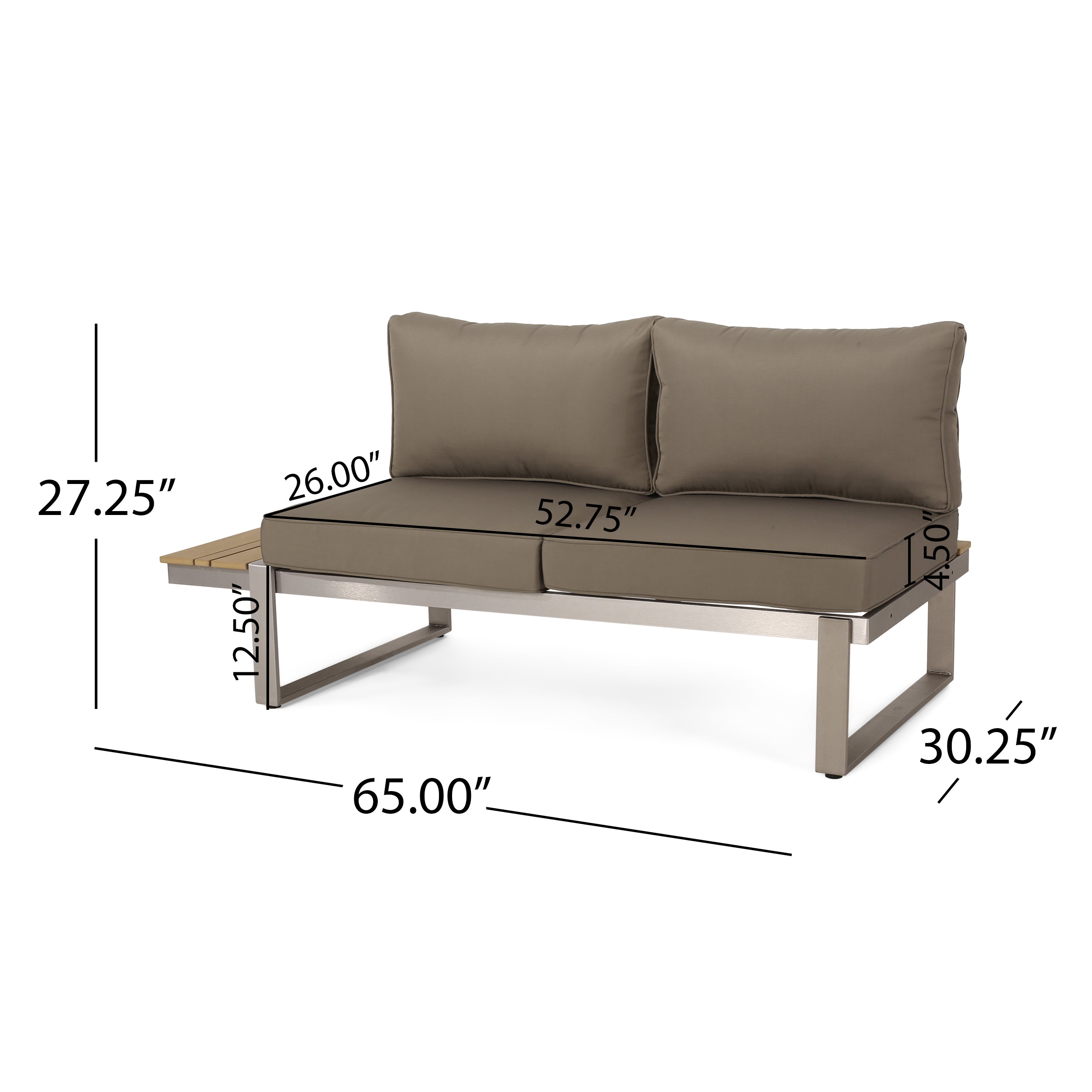 Johana Outdoor Aluminum V-Shaped 5 Seater Sofa Set with Cushions