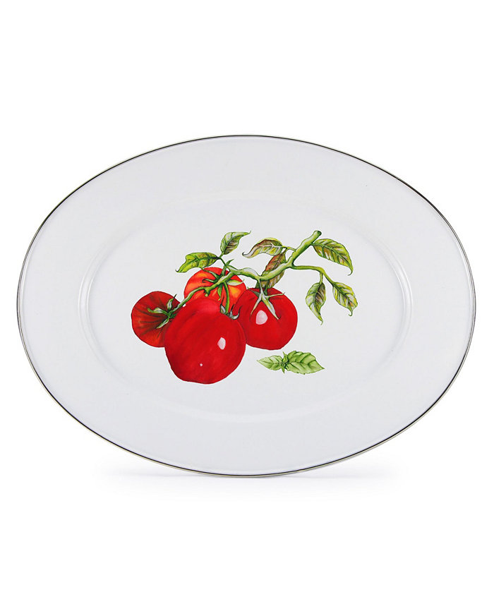 Golden Rabbit Tomatoes Enamelware Collection 16 x 12 Oval Platter