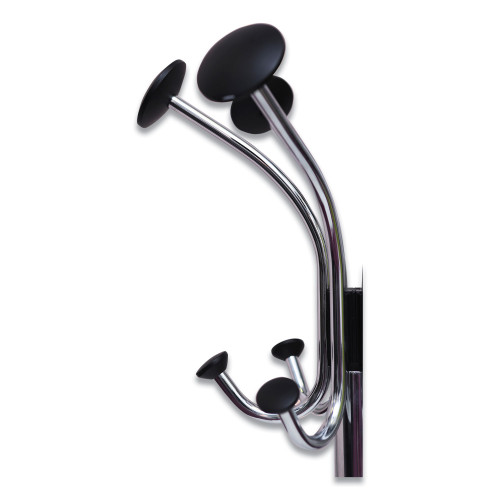 Alba Chromy Coat Stand， 12 Knobs， 16w x 16d x 70.5h， Chrome/Black (PMCLAS)