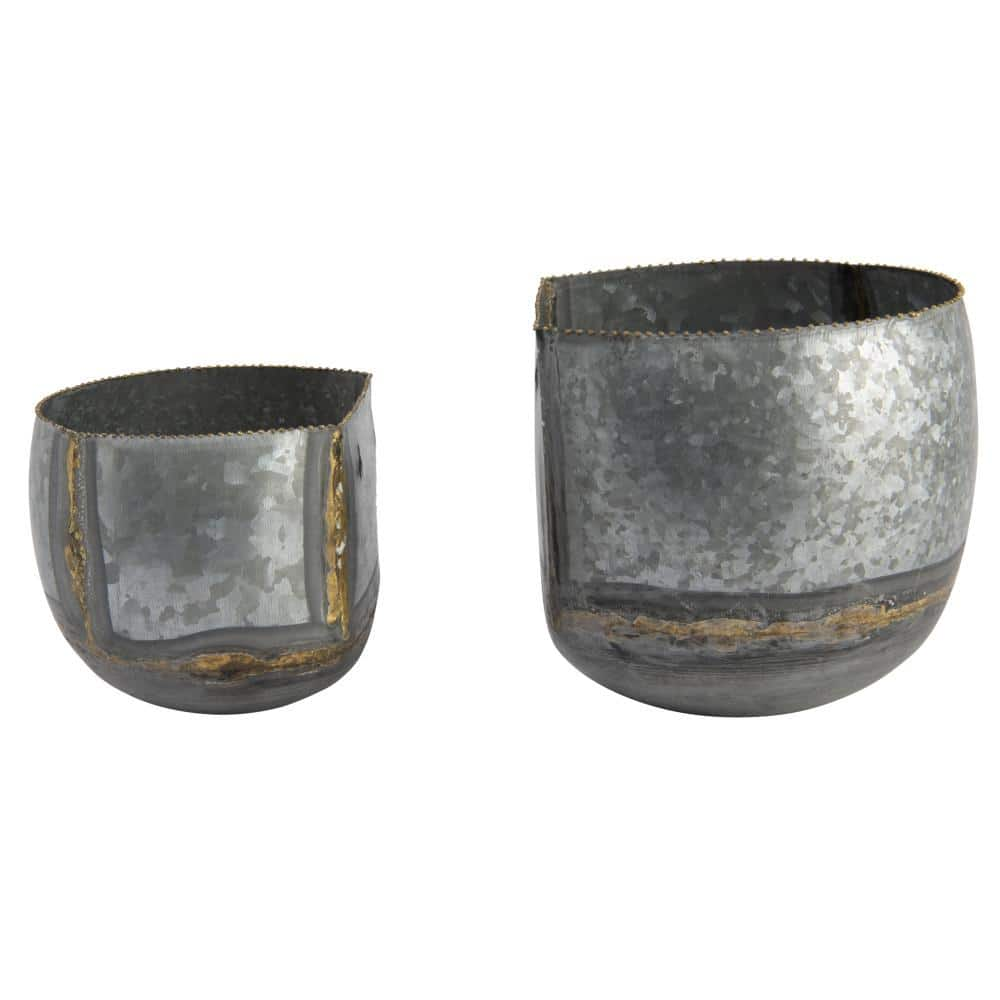 Storied Home Metal Wall Planter in Silver and Gold (Set Of 2) DA8638