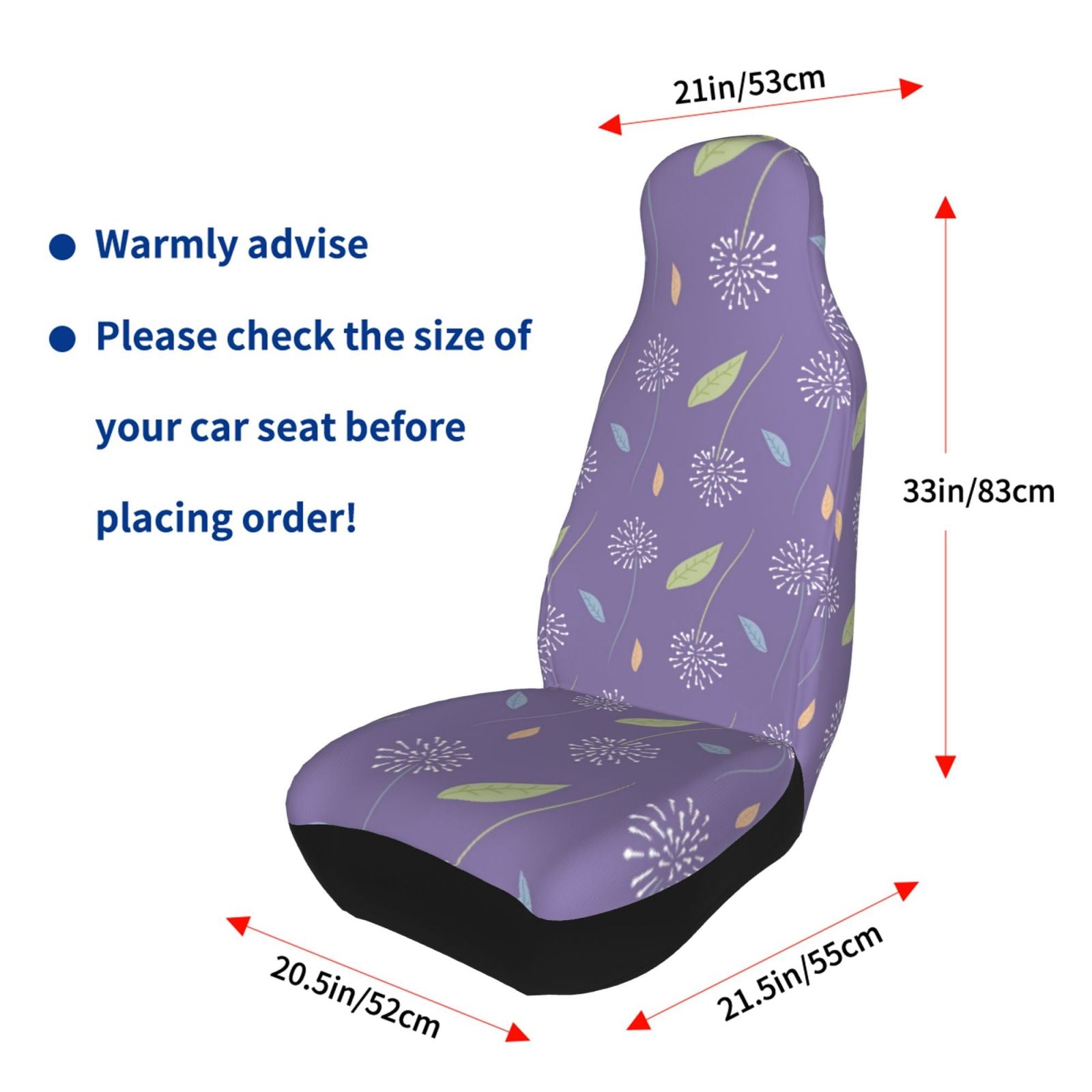 Violet Floral Lavender Car Front Seat Covers Protectors ， Purple Automotive Seat Covers for Cars Trucks Suv