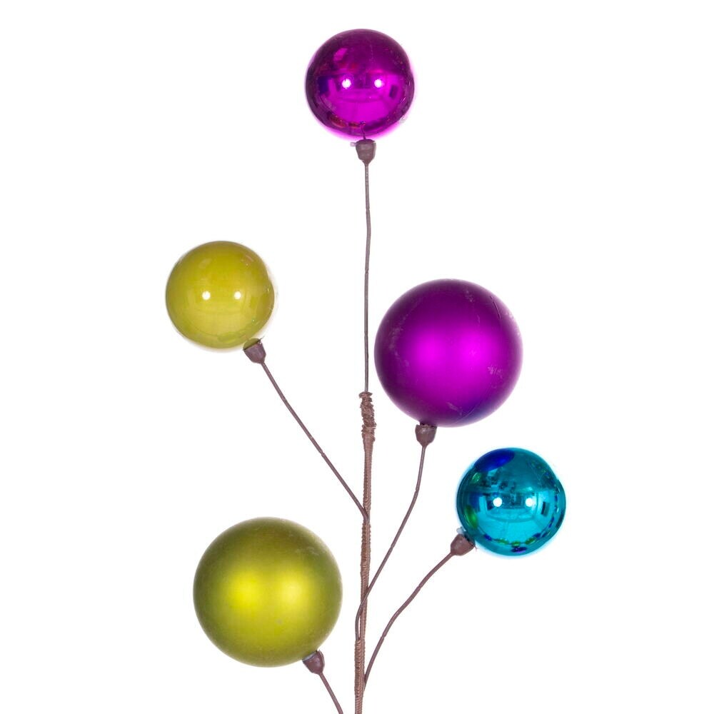 Vickerman 10' Fuchsia  Lime  And Turquoise Assorted Finish Branch Ball Ornament Garland.   Fuschia  Lime  Turquoise