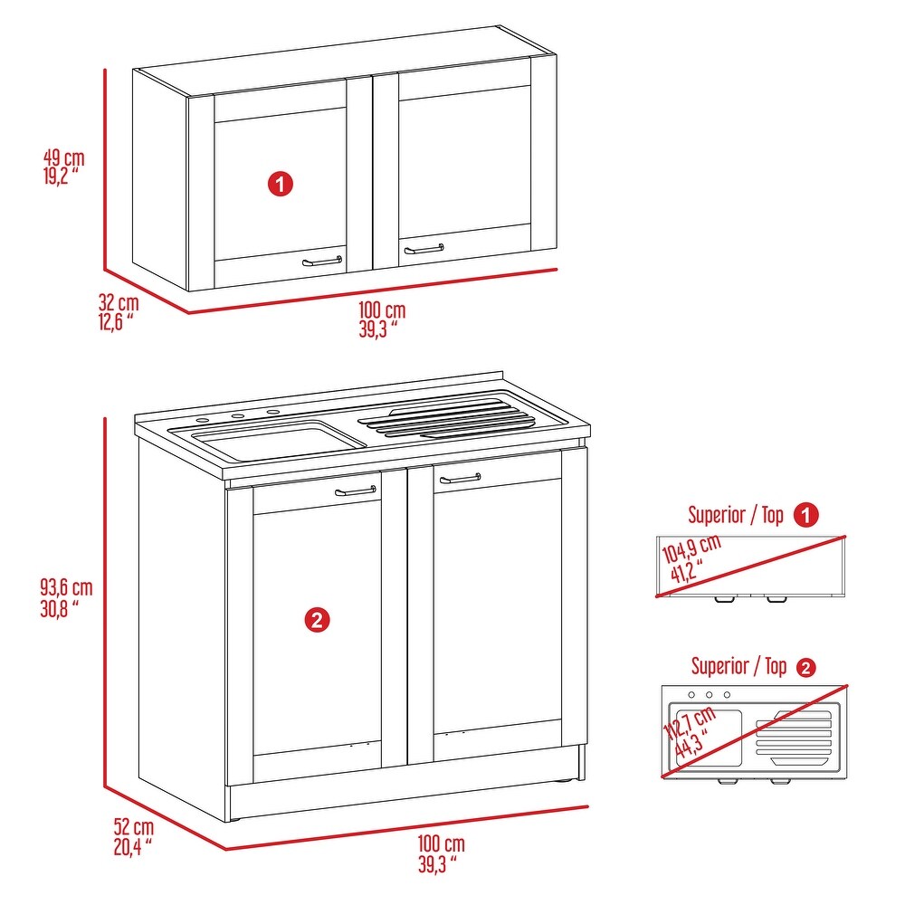 Cambridge 2 piece Rectangle Cabinet Set Black Wengue