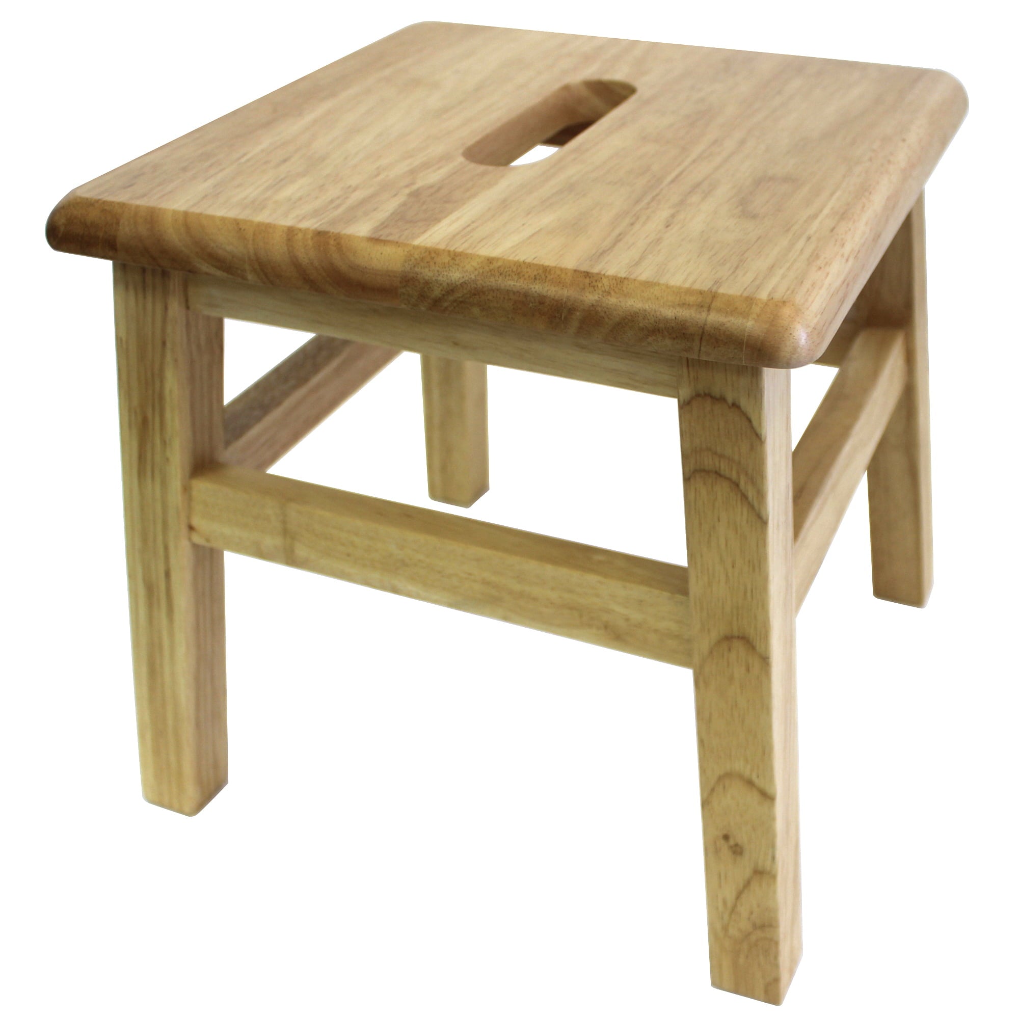 eHemco Solid Hardwood Wooden Step Stool for Adults and Kids， 12.25 Inches Height， Natural