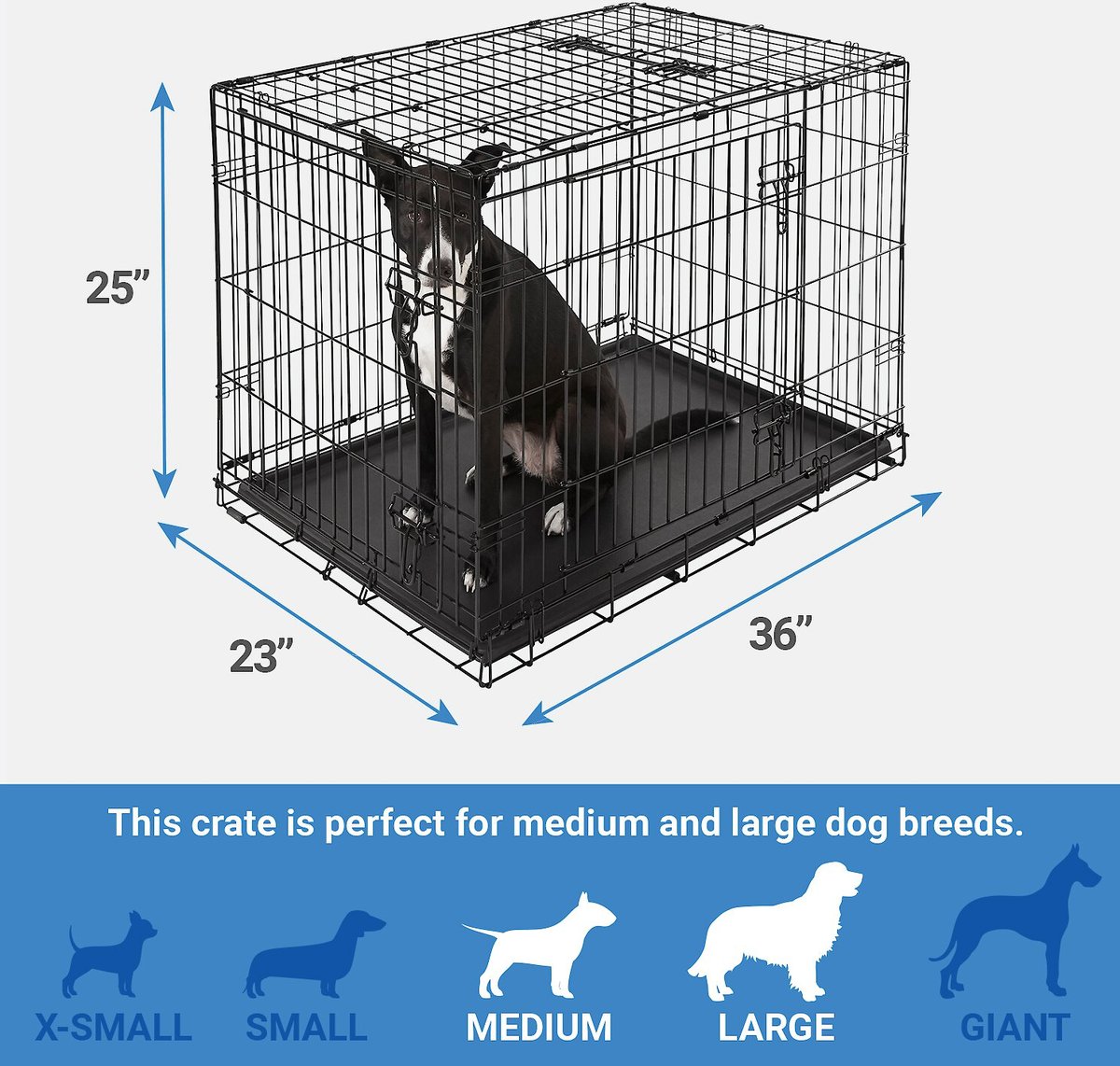 Frisco Heavy Duty All-in-1 Multi-Stage 3 Door Collapsible Wire Dog Crate