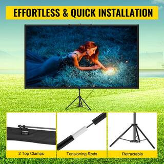 VEVOR 90 in. Tripod Projector Screen with Stand 16:9 4K HD Projection Screen Wrinkle-Free Height Adjustable Portable Screen TYPMDZCY901696BAVV0