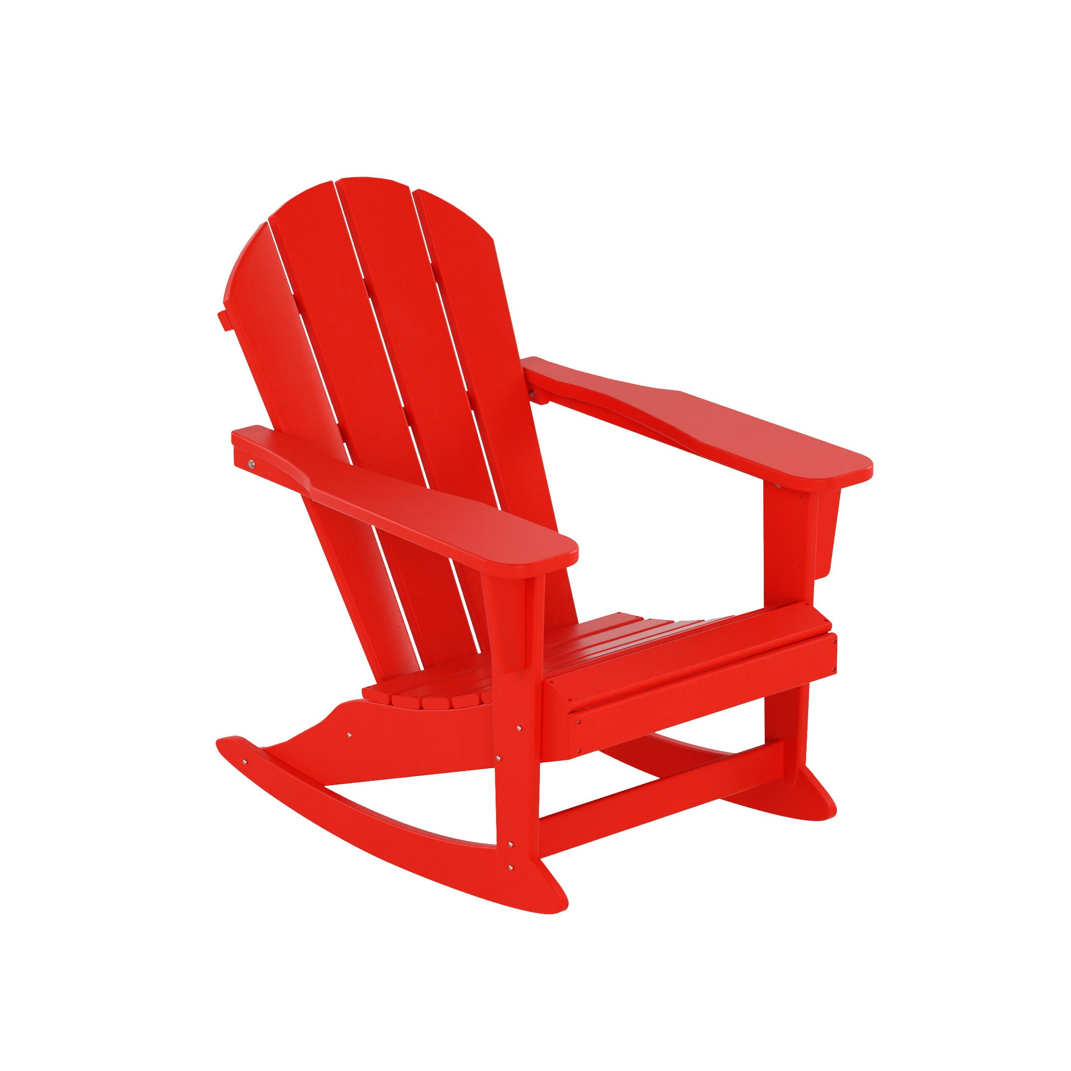 Westintrends Malibu Rocking Chair Outdoor, All Weather Resistant Poly Lumber Classic Porch Rocker Chair, 350 lbs Support Patio Lawn Plastic Adirondack Chair, Red