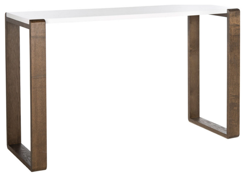 Manalo Mid Century Scandinavian Lacquer Console Table White/ Dark Brown   Modern   Console Tables   by Virgil Stanis Design  Houzz