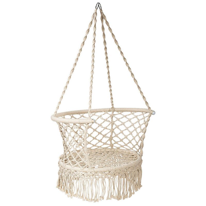 Hanging Hammock Chair Cotton Rope Hand-woven Tassels Design