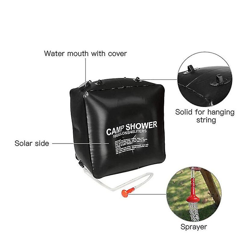 Evago Evago Outdoor Travel Camping Shower Bag 10 Gallons/40l， Portable Outdoor Camping Accessories Solar Heating Shower Bag With Removable Hose For Ca