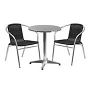 Flash Furniture Round Indoor / Outdoor Table and Rattan Chair 3-piece Set