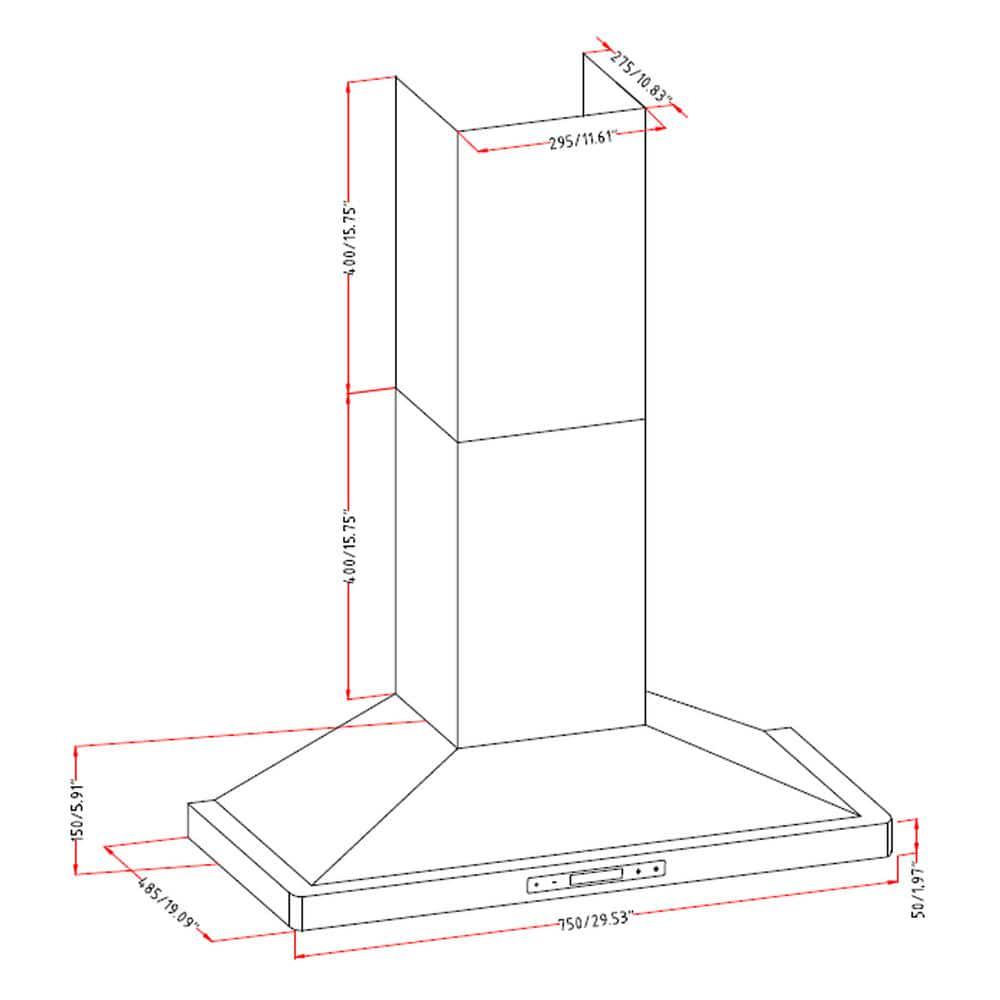 AKDY 30 in Convertible Wall Mount Copper Stainless Steel Kitchen Range Hood with Touch Panel