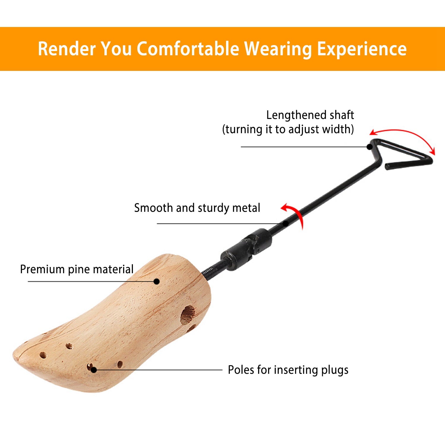 iMounTEK Adjustable Shoes Stretcher Women Men Professional Shoe Shaper Boot Widener Expander Wooden Boot Stretcher(L)