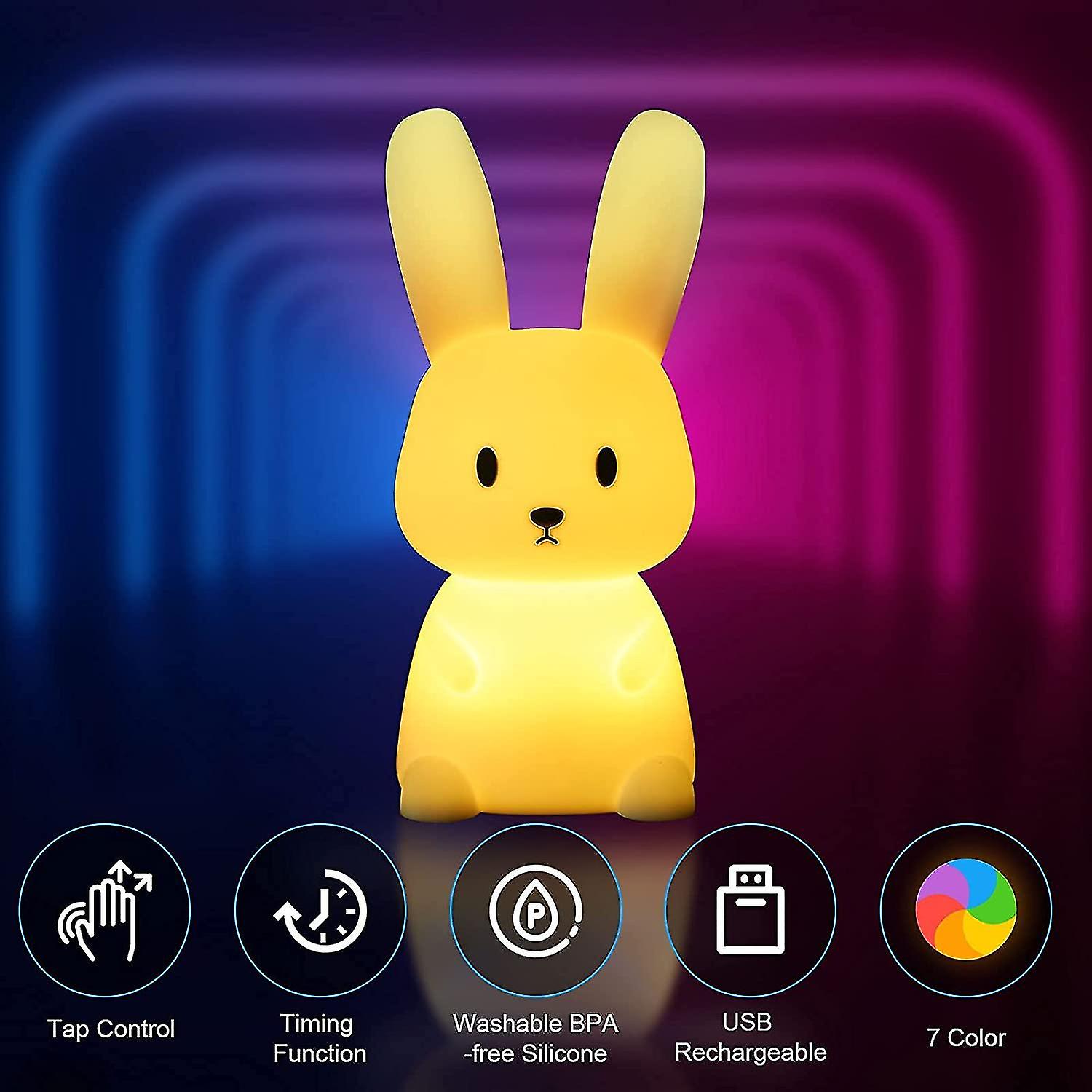 Rabbit Night Light Baby Touch 7 Colors | Usb Rechargeable Can Be Timed