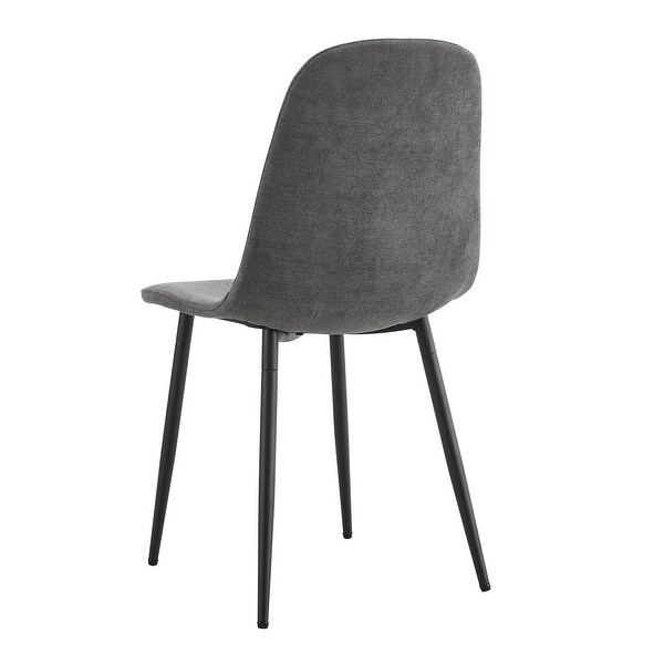 Set of 4 Dining Chairs with Soft Linen Fabric Cover Cushion Seat and Black Metal Legs