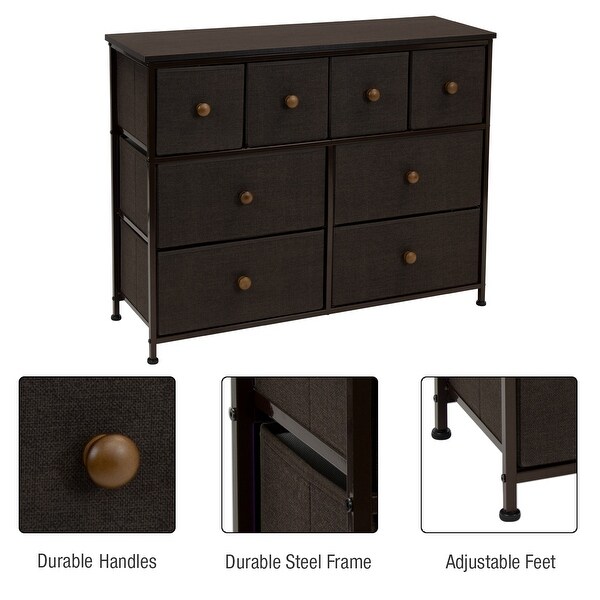 Dresser w/ 8 Drawers - Furniture Storage Chest Tower Unit for Bedroom (Black) - - 35443630