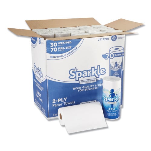 Georgia-Pacific Sparkle ps Perforated Paper Towels， 2-Ply， 11x8 4/5， White，70 Sheets，30 Rolls/Ct (2717201)