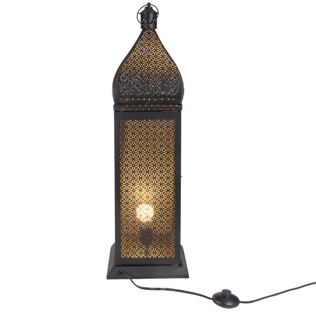 Black And Gold Moroccan Style Lantern Floor Lamp