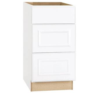 Hampton Bay Hampton 18 in. W x 24 in. D x 34.5 in. H Assembled Drawer Base Kitchen Cabinet in Satin White with Drawer Glides KDB18-SW