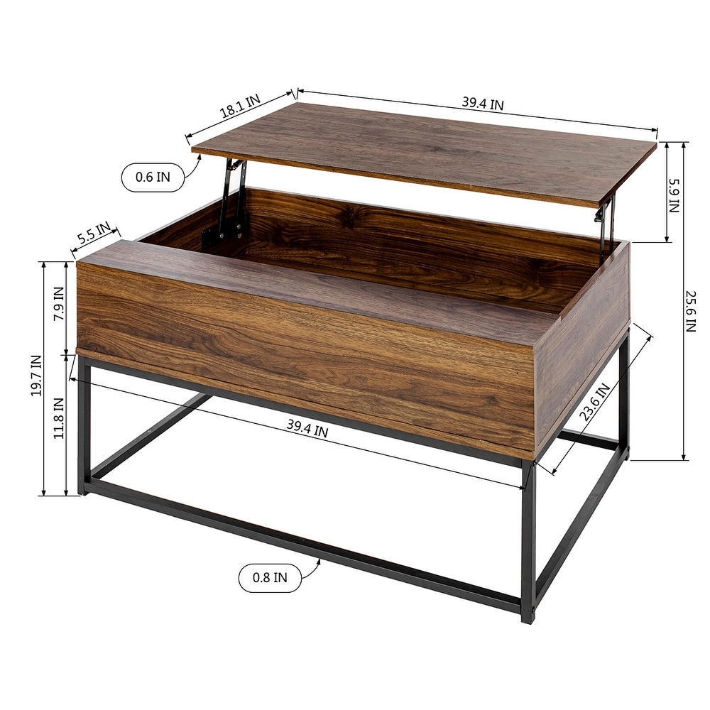 Homy Casa Kravets Lifted Top Storage Coffee Table