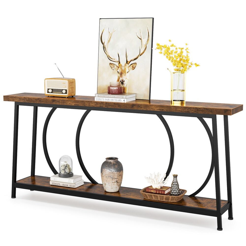 70.9 Inch Extra Long Narrow Sofa Console Table with Metal Frame for Entryway Living Room