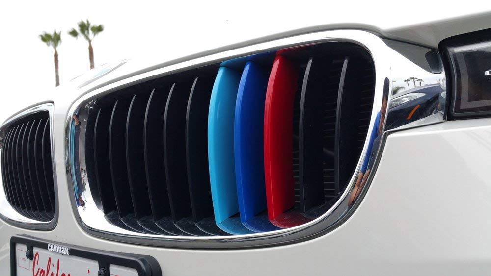 iJDMTOY M-Colored Grille Insert Trims For BMW F30 3 Series 320i 328d 328i 335i 340i w/Standard Kidney Grill (11 Beams)， NOT for 8-Beam Black Grille nor M3