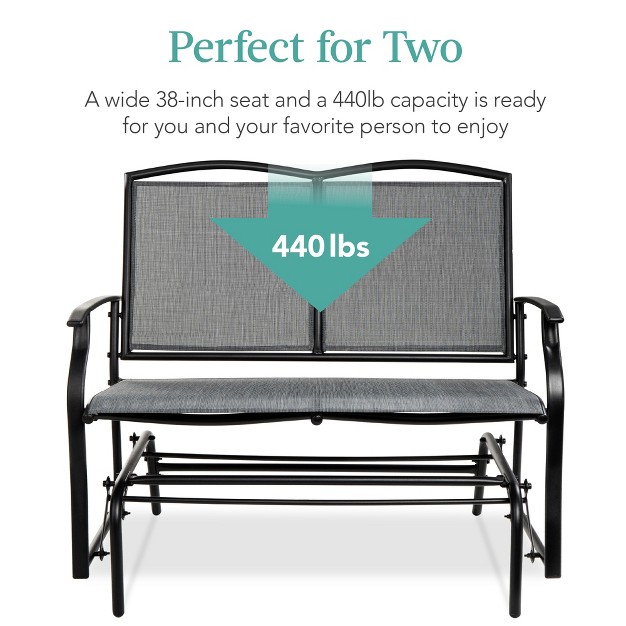 Best Choice Products 2 person Outdoor Swing Glider Steel Patio Loveseat Bench Rocker W Armrests