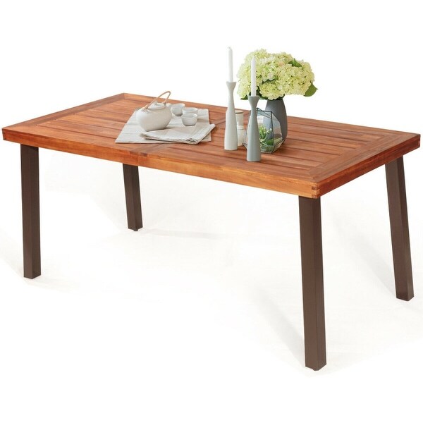 Rectangular Acacia Wood Rustic Dining Furniture Table