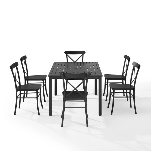 Astrid 7pc Outdoor Metal Dining Set Matte Black Crosley