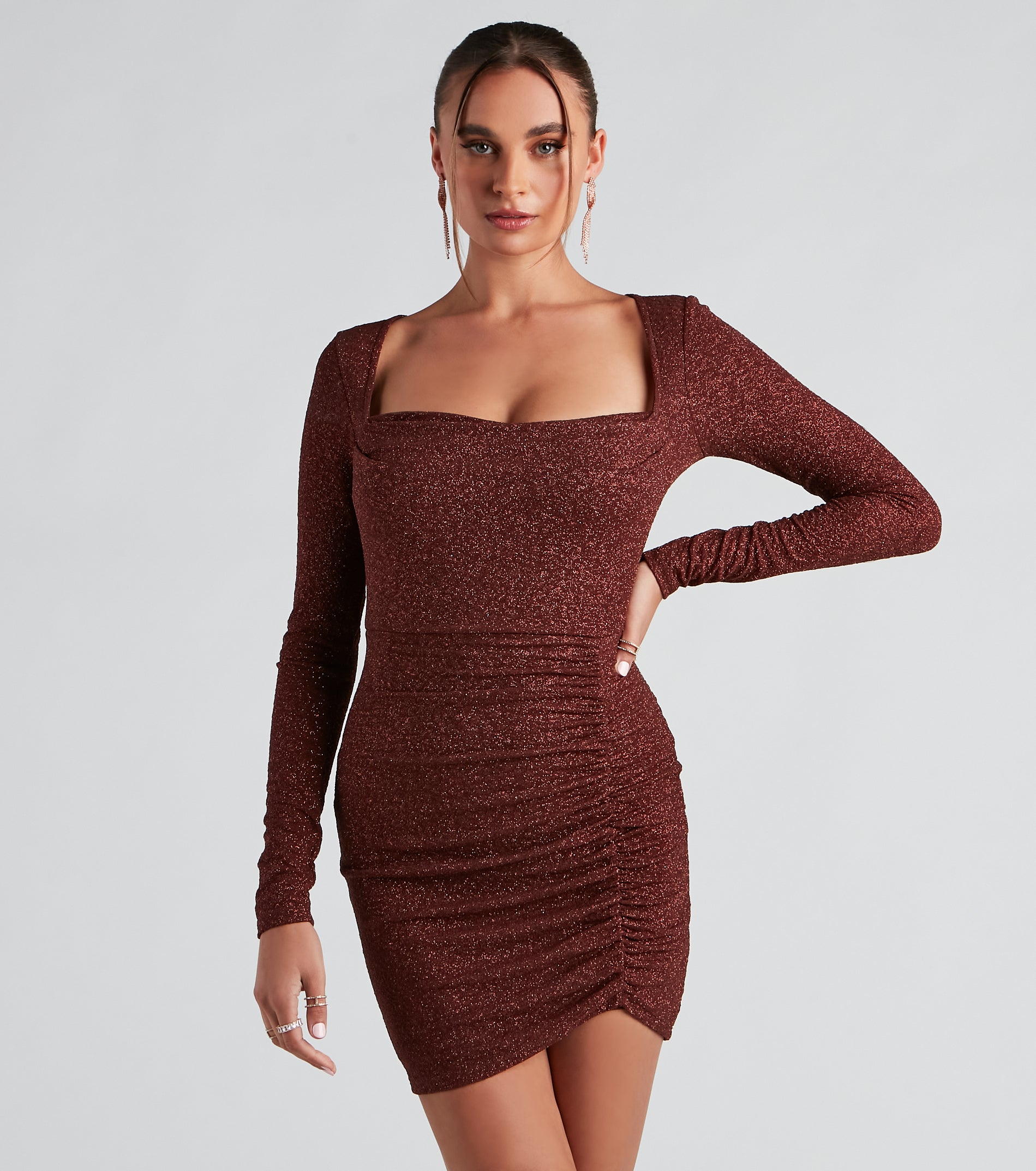 Toni Glitter Cowl Neck Mini Dress