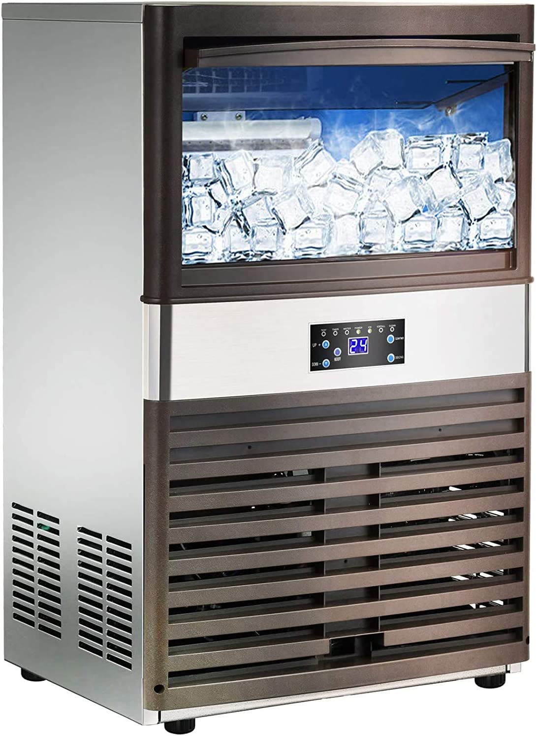 YUTGMasst Commercial Ice  – 110LBS/24H Stainless Steel Free-Standing Ice Machine Maker Air Cooling Ice