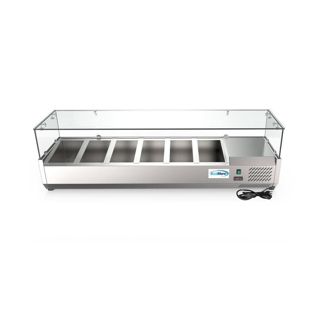 Koolmore 59 in. W 6-Pan 1 cu. ft. Commercial Refrigerator Condiment Prep Station in Stainless Steel SCDC-6P-SG