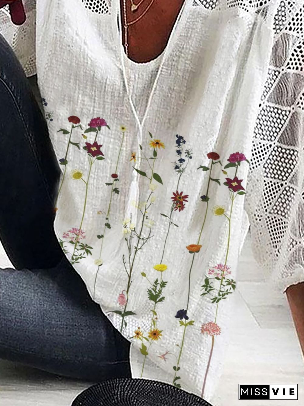 Plus size Floral Casual Tops