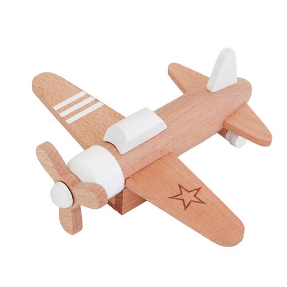 Wooden Hikoki Pull-Back Propeller Plane