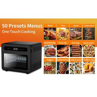 Amucolo 1650 W 6-Slice Black Stainless Steel Air Fryer Toaster Oven 26 qt. Steam Convection Countertop Oven 50-Cooking Presets GBK-CYW1-25A