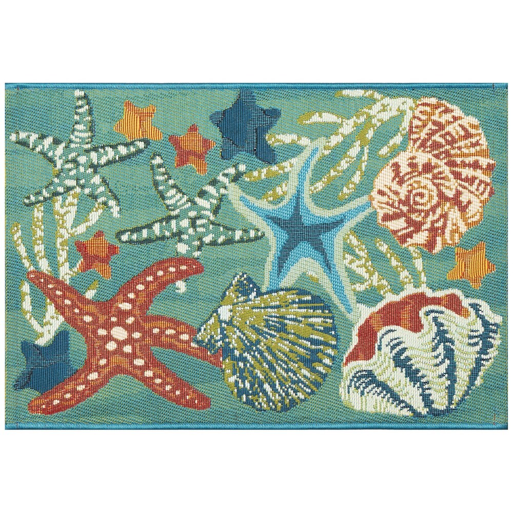 Liora Manne Esencia Starfish Song Indoor/Outdoor Mat Aqua 1'11\