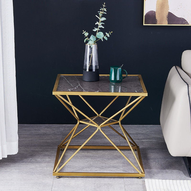 Black/Gold Luxury Tempered Glass Small Side Table   Contemporary   Side Tables And End Tables   by Miron Demid LLC  Houzz