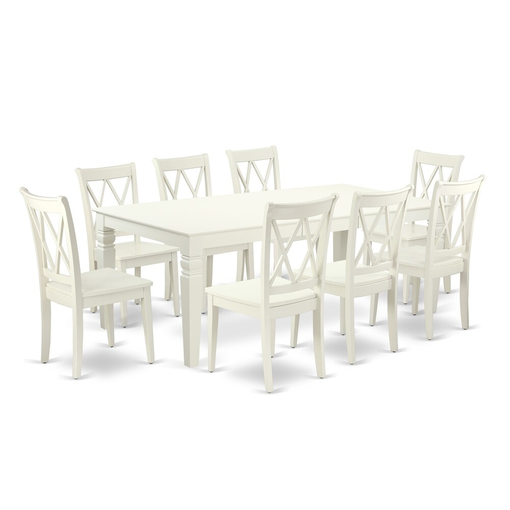 East West Furniture Dining Table Set   A Rectangle Dining Table and Wood Seat Chairs  42x84 Inch  Linen White(Pieces Option)