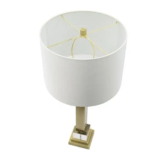 Squat Cylinder Table Lamp with White Rounded Drum Shade