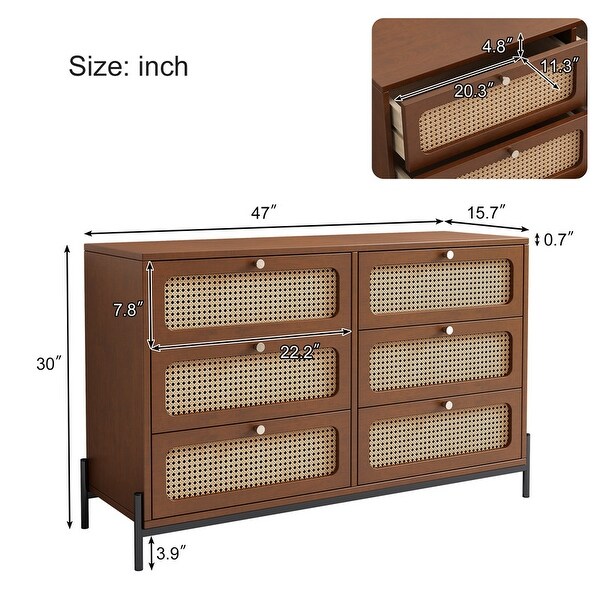 Modern Cannage Rattan Closet Dresser Wood Storage Cabinet Sideboard - - 37925691