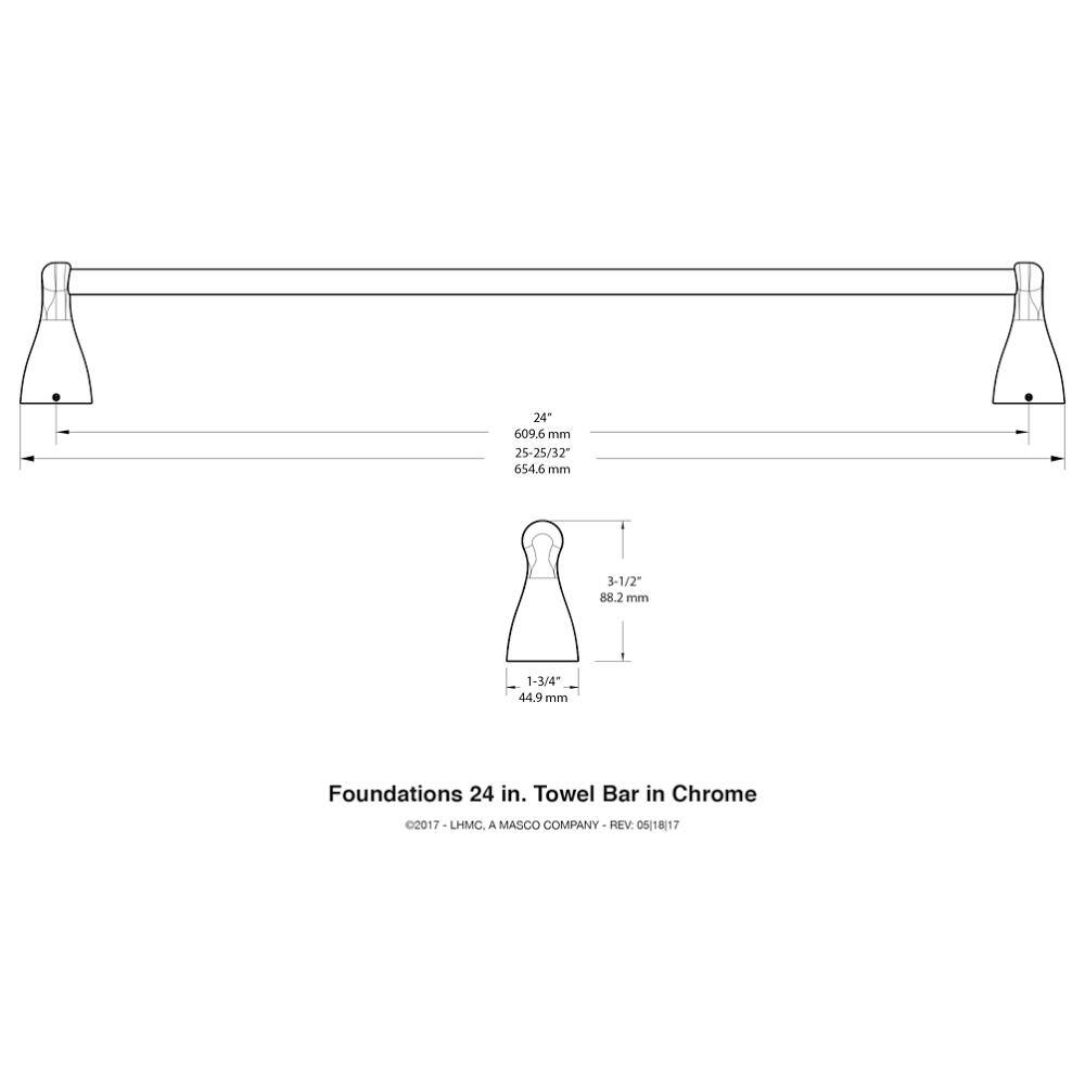 Delta Foundations 24 in. Towel Bar in Chrome FND24-PC