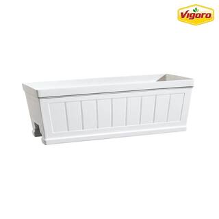 Vigoro 28 in. Eden Medium White Resin Window Box Rail Planter (28 in. L x 12 in. W x 12 in. H) HD1116-089