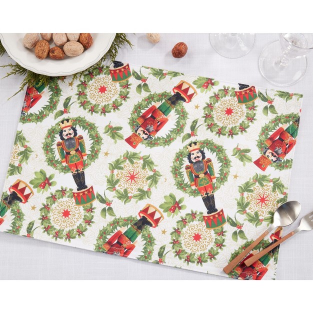 Saro Lifestyle Nutcracker Design Holiday Placemats set Of 4