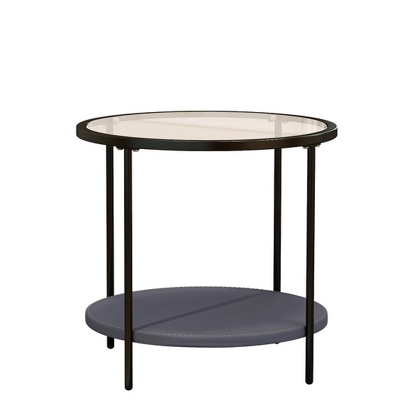 Corvus Matura 21-inch Round Glass End Table With Storage