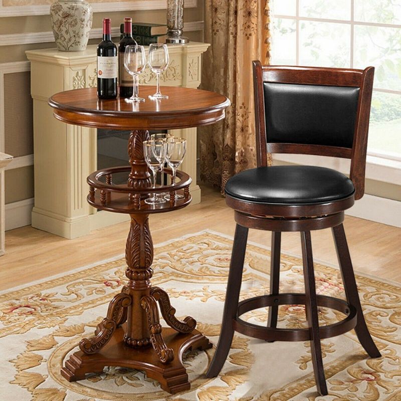 Swivel Bar Height Stool Wooden Upholstered Dining Chair