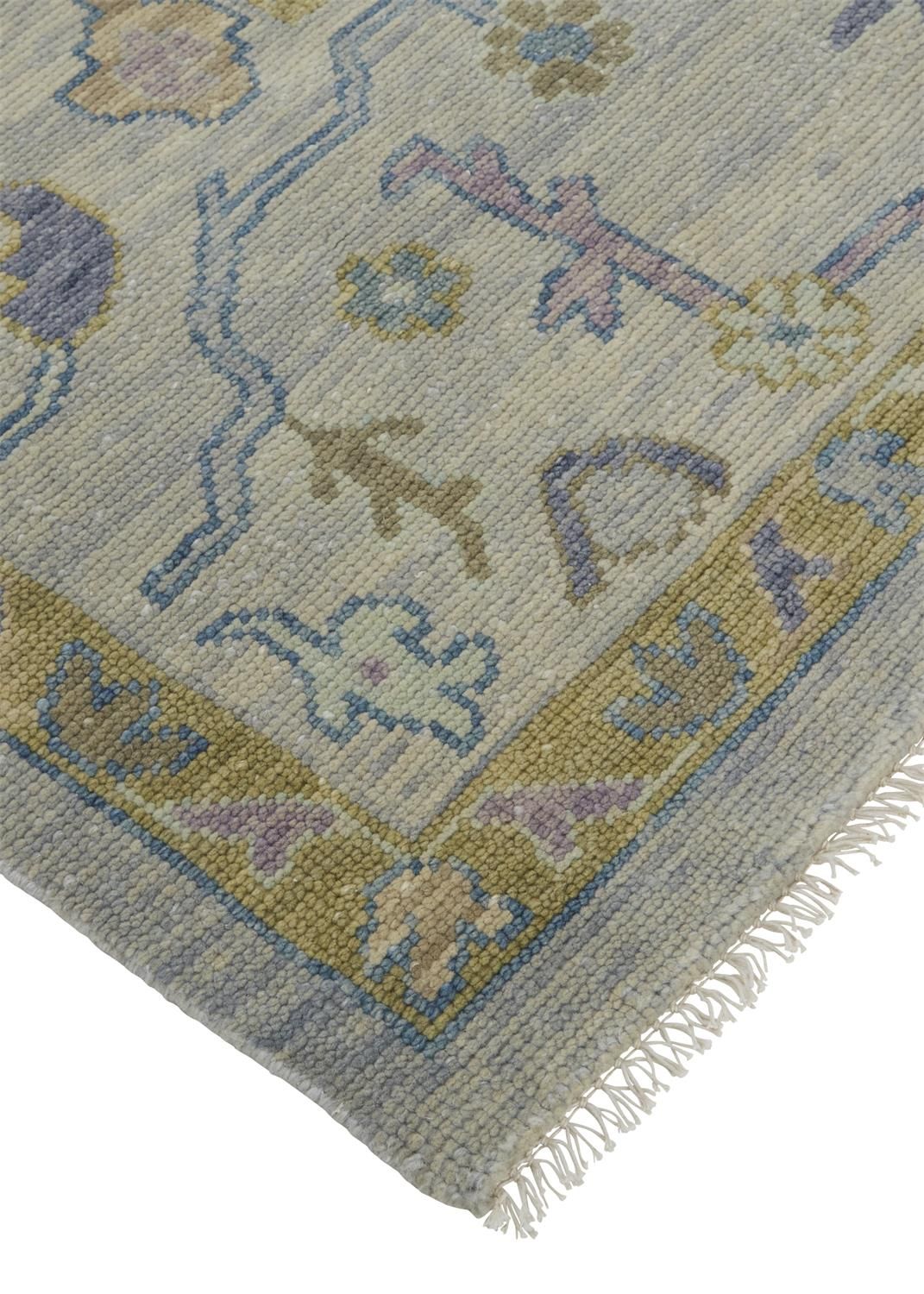 Larson Hand Knotted Gray and Yellow Rug by BD Fine