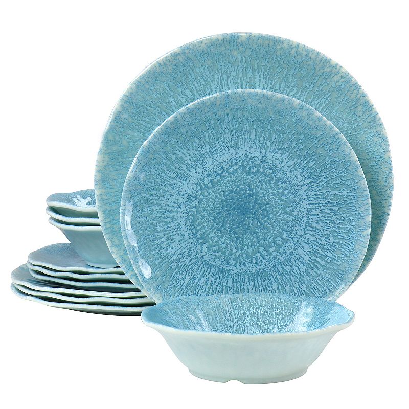 Gibson Everyday Indigo Frost 12 Piece Melamine Dinnerware Set in Blue