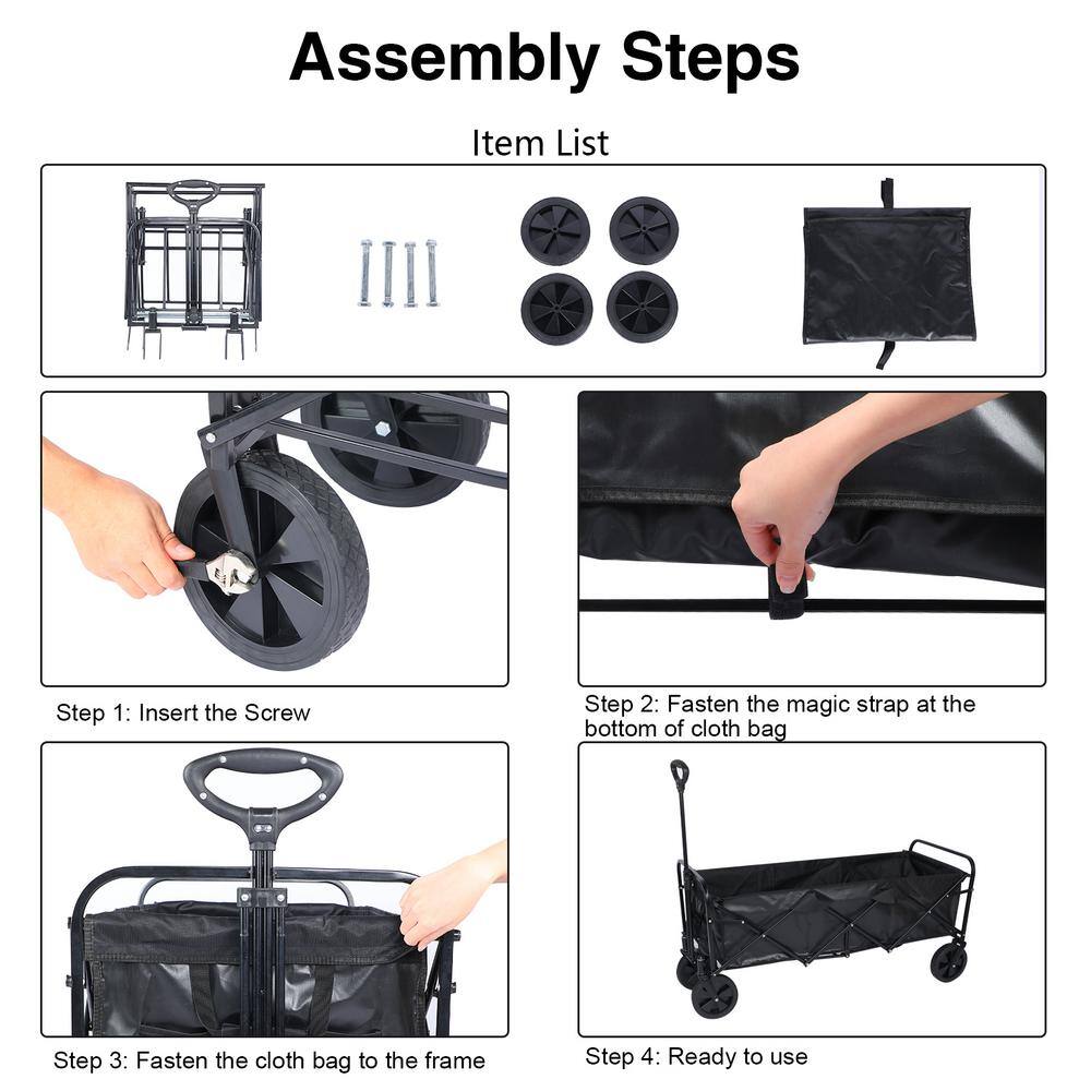 Tidoin Heavy Duty 4-Wheeled Folding Portable Hand Cart in Black DHS-YDW1-316