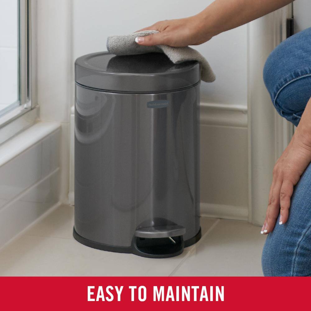 Rubbermaid 1.6 Gal. Stainless Steel Round Step-On Household Metal Trash Can 2179250