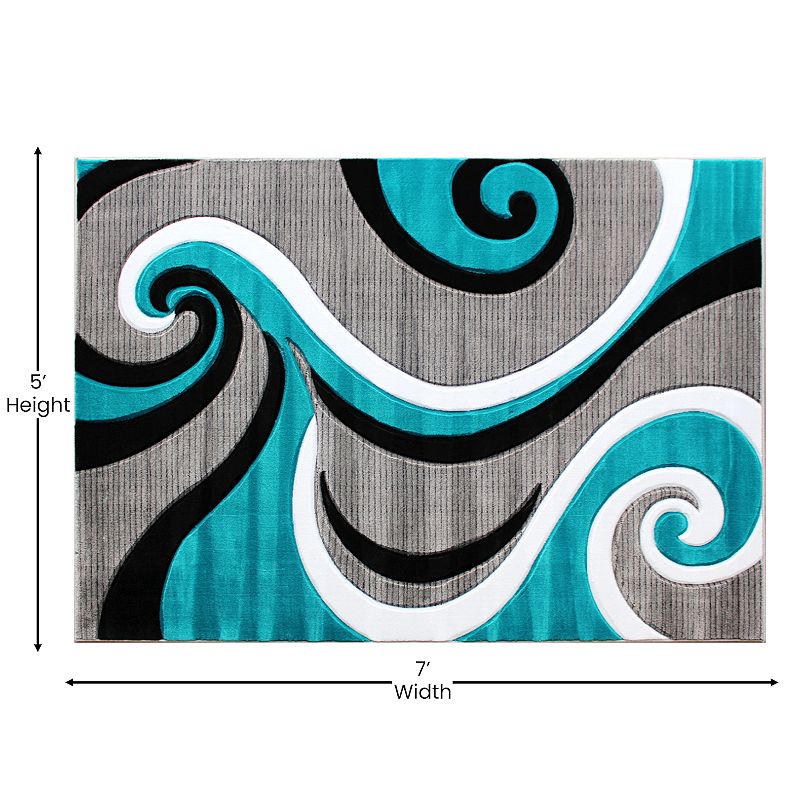 Masada Rugs Masada Rugs Sophia Collection 5'x7' Modern Contemporary Hand Sculpted Area Rug in Turquoise